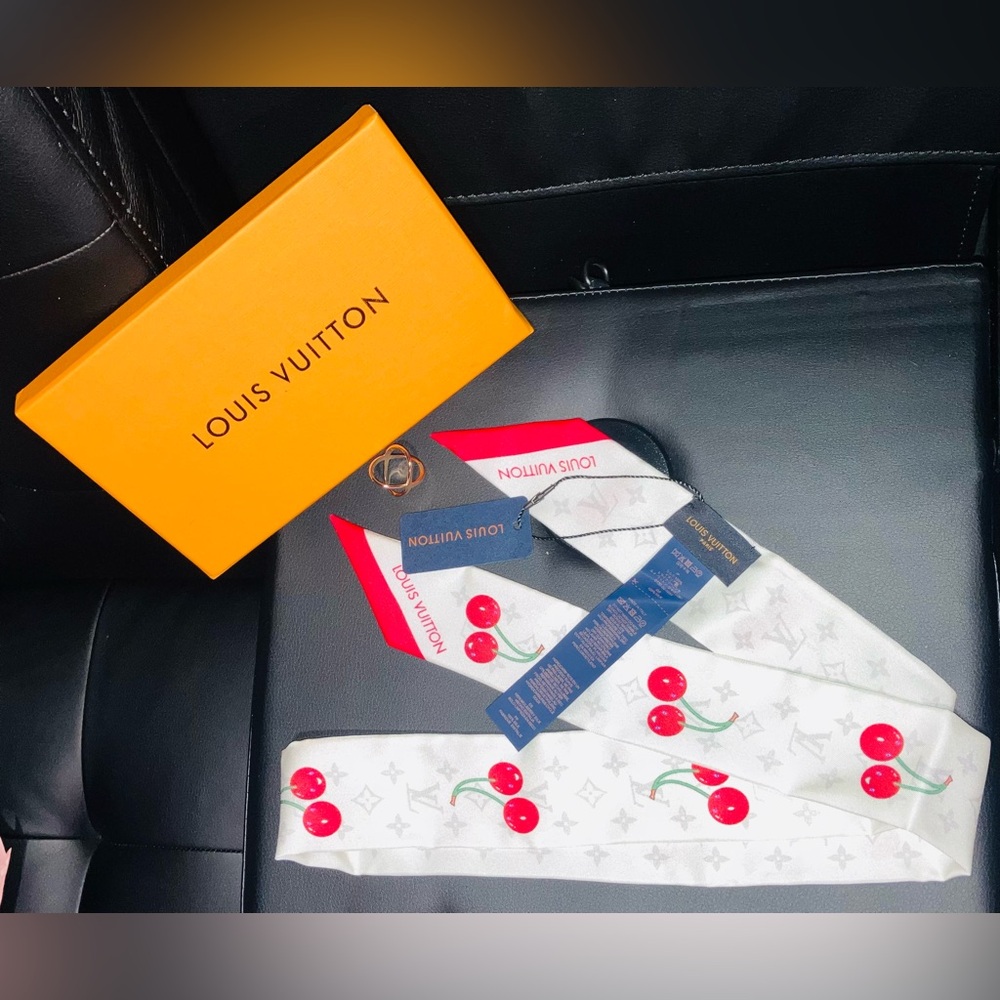 Louis Vuitton Murakami Cherry Print Scarf with unbranded ring gwp/vip